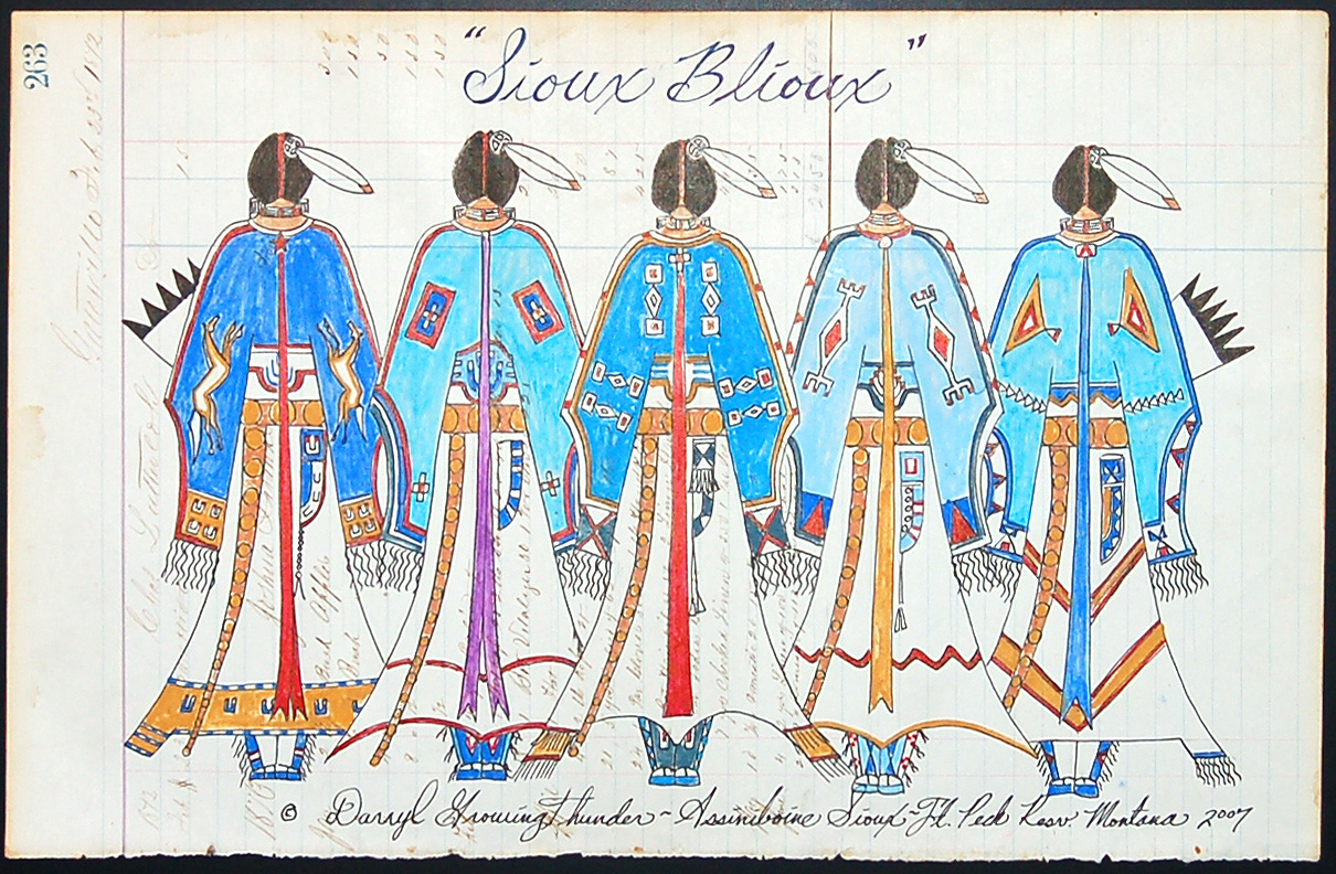 Original Ledger Art by Darryl Growing Thunder (Assiniboine) - Sioux Blioux